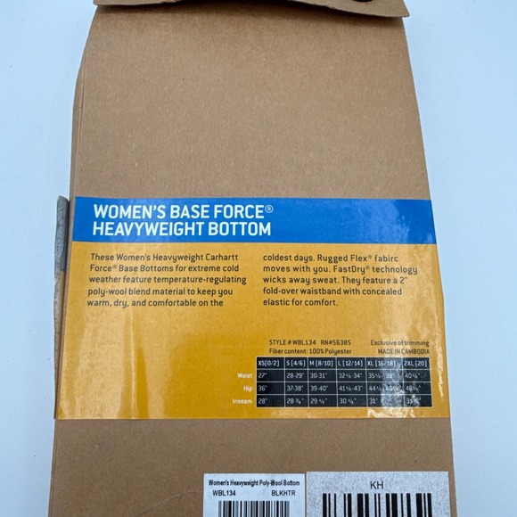 Carhartt Base Force Heavyweight Bottom Layer Women SML WBL134 Black Heather NIB‎ - Picture 6 of 6